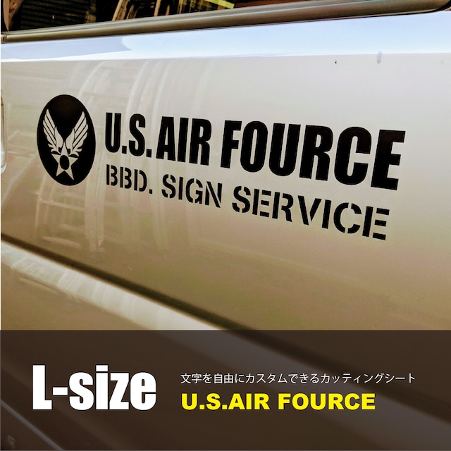 文字を自由にカスタム！U.S. AIR FORCE カッティングシート【Lサイズ】