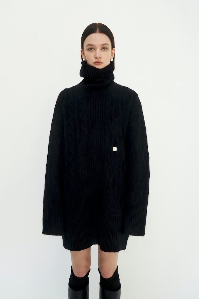 [TREEMINGBIRD] One-shoulder Open Texture knit One-piece [ Black ] 正規品 韓国ブランド 韓国通販 韓国代行 韓国ファッション TRMNGBD tmb TREEMING BIRD 日本 店舗