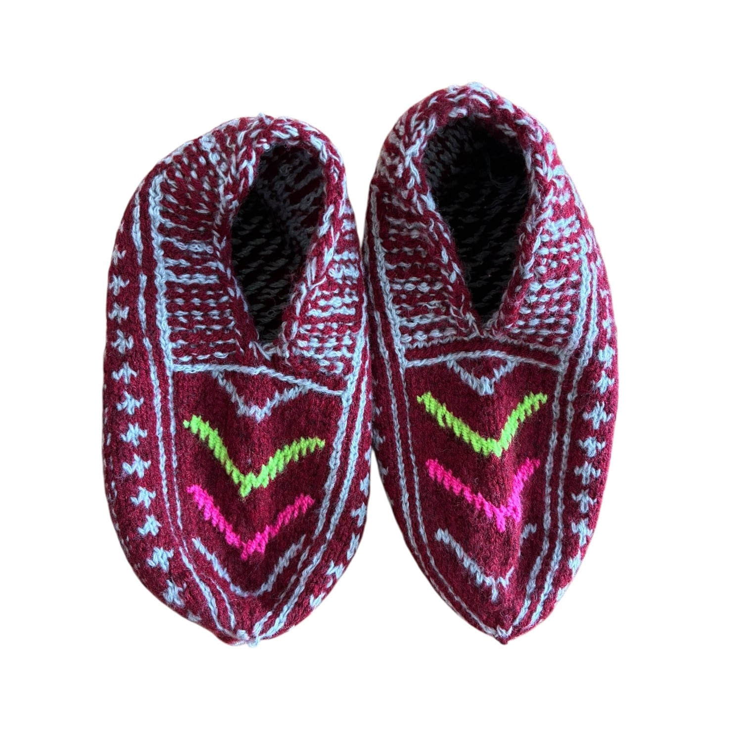 世界に1つだけのソックス・イラン製手編みルームソックス・レッド系