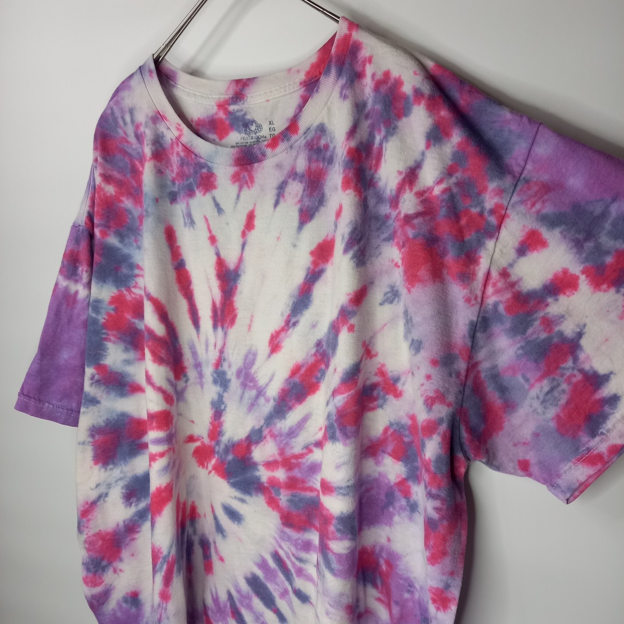 フルーツオブザルーム　ダイダイ柄Tシャツ　半袖　オーバーサイズ　紫　XL