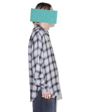 ssstein "RAYON/LYOCELL CHECK OVERSIZED DOWN PAT SHIRT〔BLACK OMBRE〕"