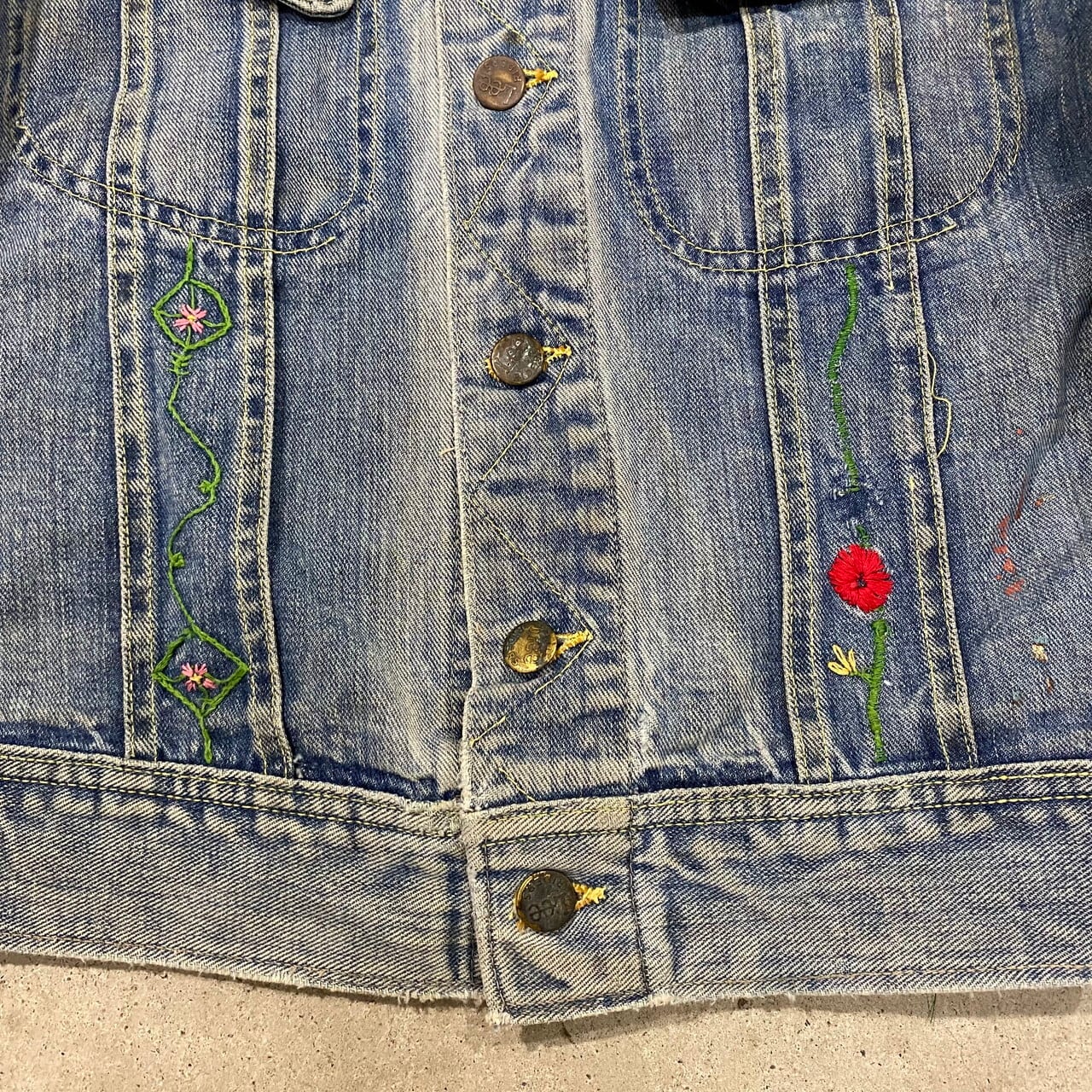 USA製 70年代 ビンテージ Lee リー 101-J 刺繍入り パッチワーク 