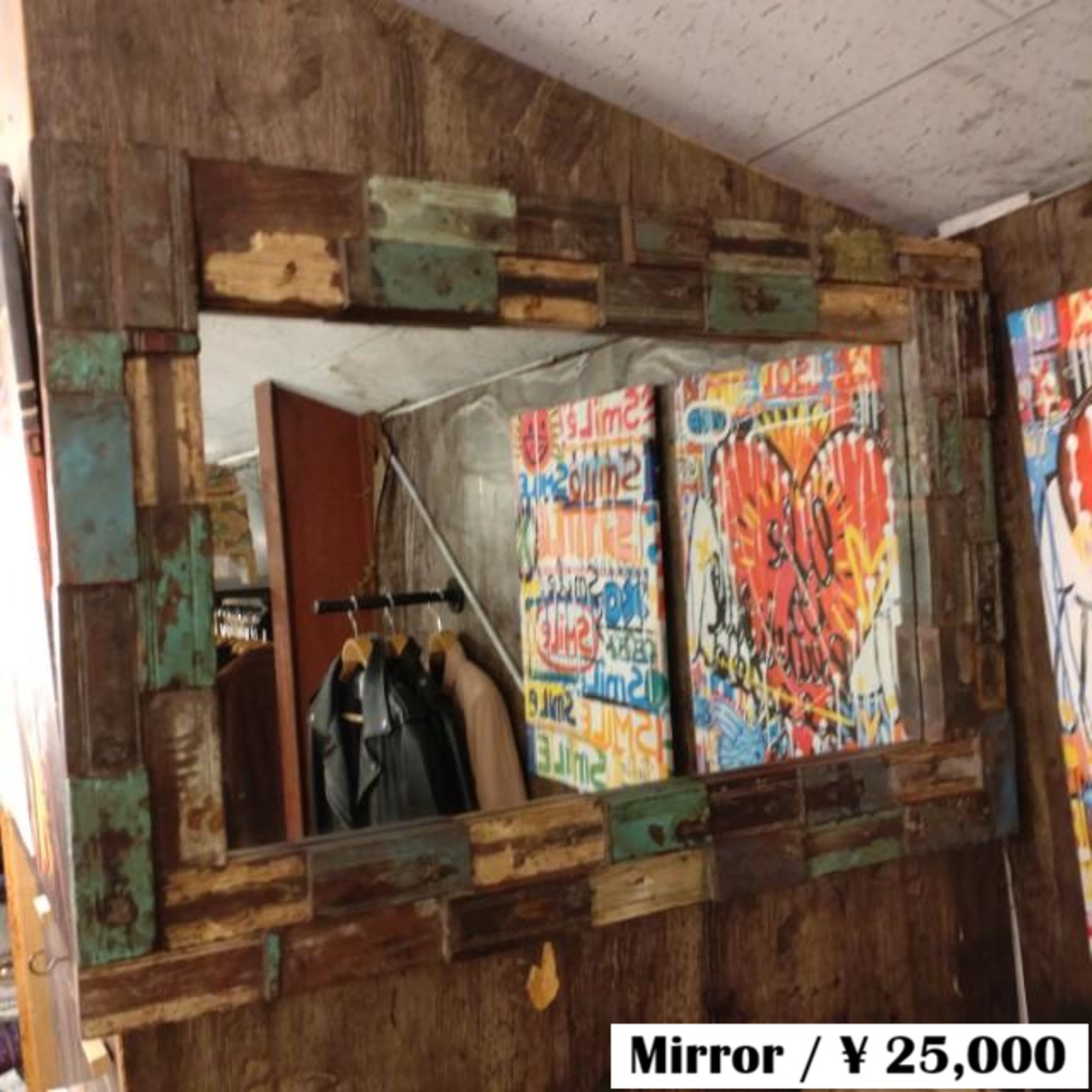 【One-of-a-kind-item】Vintage Mirror　Wood Mirror　Wallhanging Mirror　Full-length Mirror　