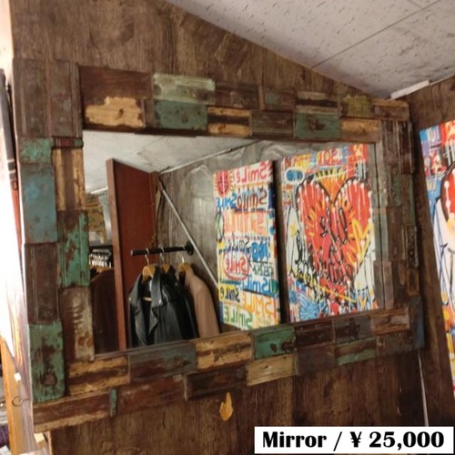 【One-of-a-kind-item】Vintage Mirror　Wood Mirror　Wallhanging Mirror　Full-length Mirror　