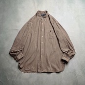 90s Ralph Lauren MCMEEL BD　長袖シャツ　チェック柄　ラルフローレン　ブラウン　L 古着