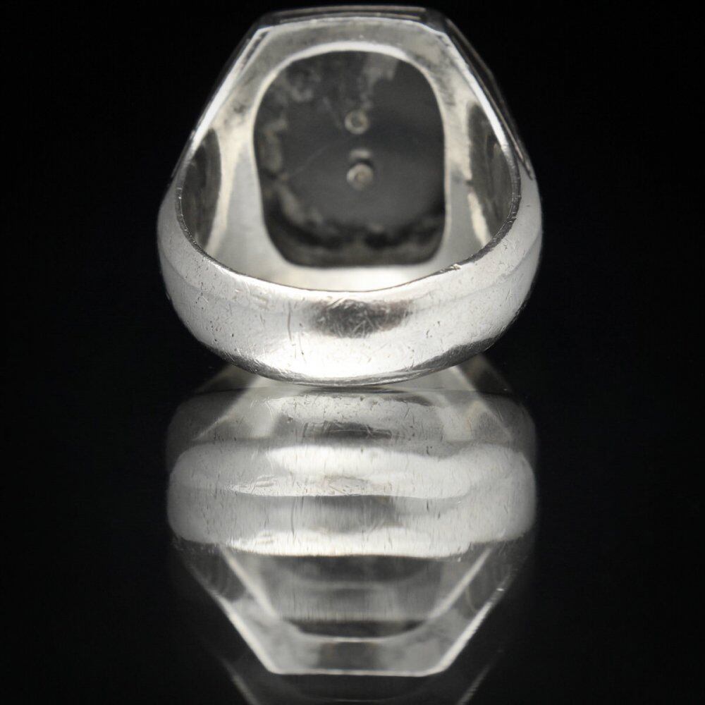 Vintage College Ring Silver [STERLING x Onyx] [1940s~] Square