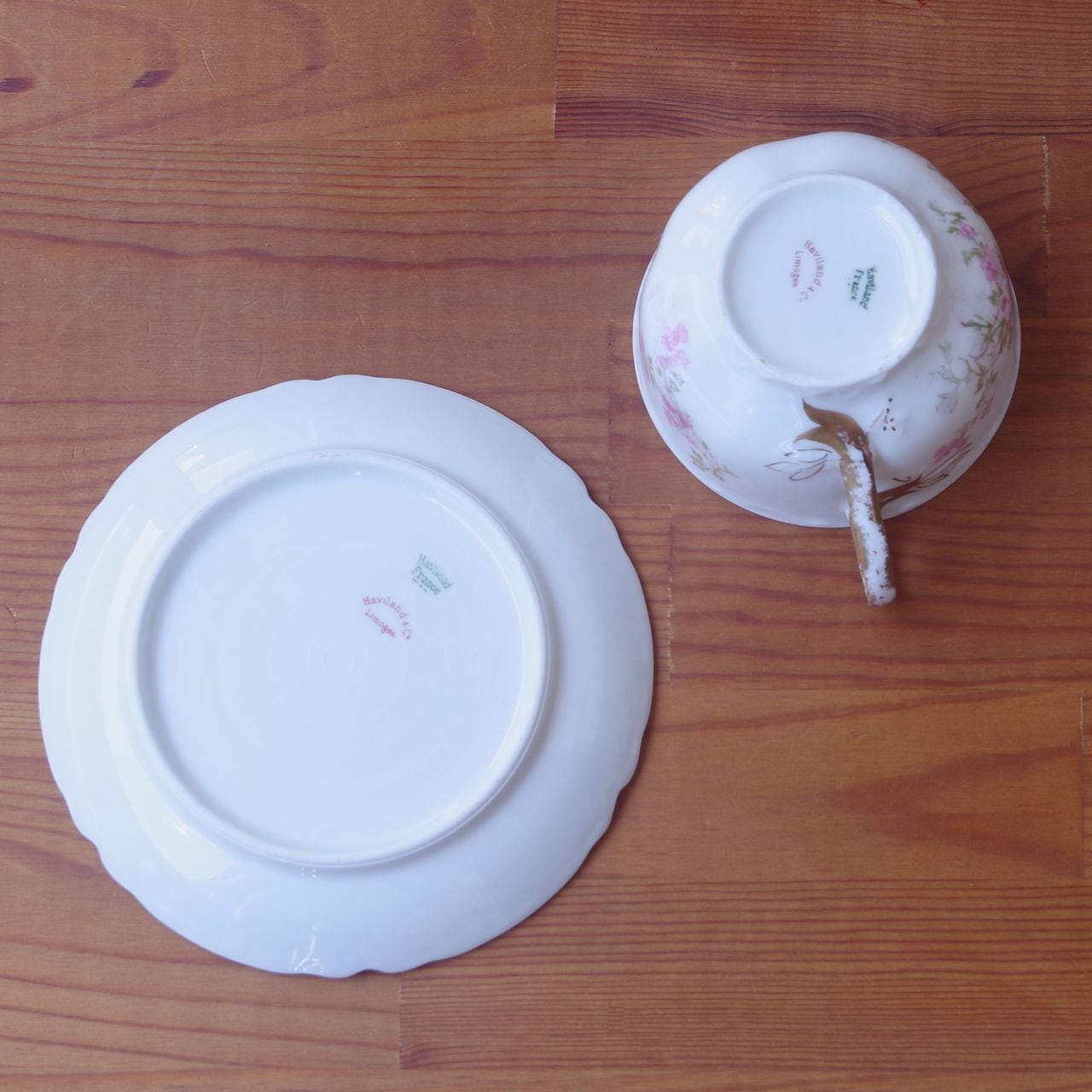 リモージュ アビランド ピンク 花柄 野ばら ティーカップ&ソーサー