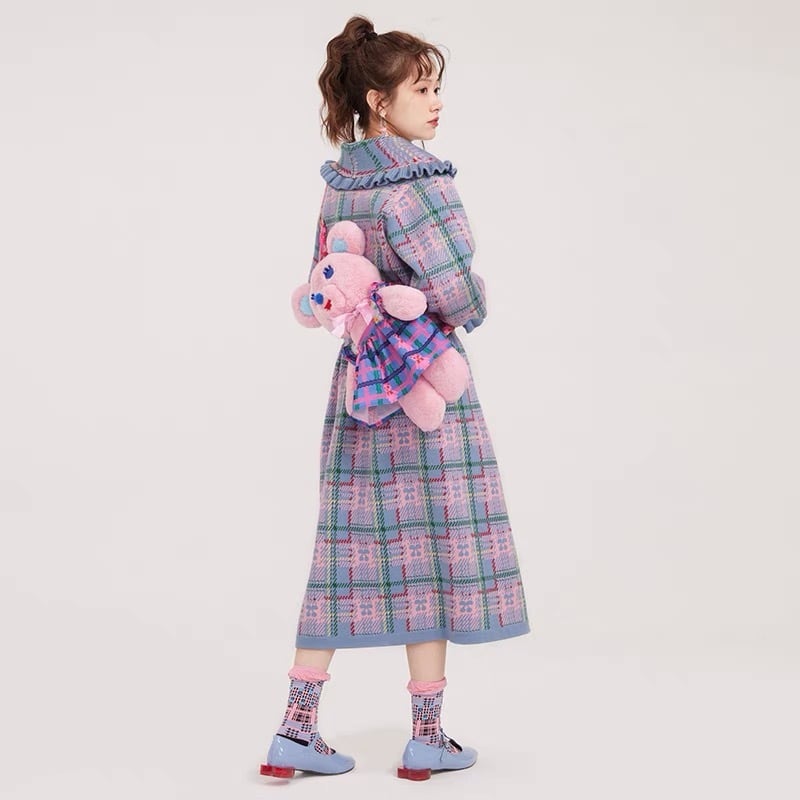 新品タグ付　セットアップ　アーガイル　セーター　スカート　ニット　ウール　ピンク 新品タグ付 セットアップ アーガイル セーター スカート ニット ウール