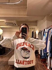ご予約分【80s〜90s USA製】CAPERS FOOTBALL ブルドッグプリント ラグランスウェット