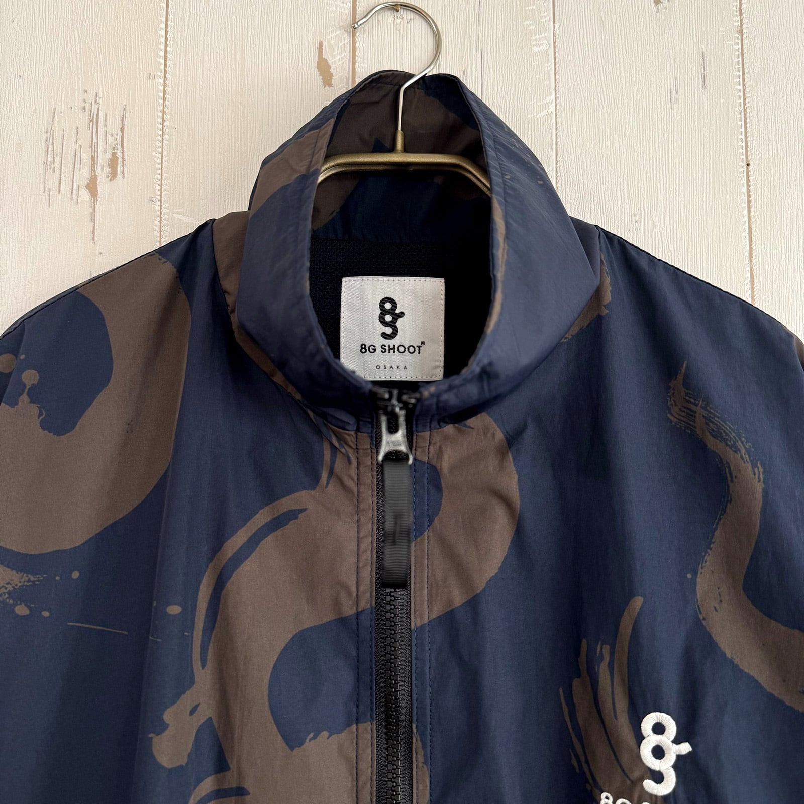 CALLIGRAPHY PATTERN NYLON JACKET -NAVY- | 8G SHOOT WEBSTORE
