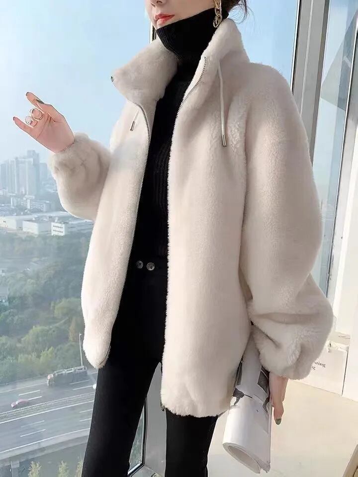 【新作】【送料無料】 (アークティックベルベット) 2023 冬新作 イミテーションシープシアーコート レディース ファーインワン ラムウールジャケット 0253591392619