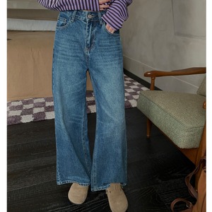 high waist straight wide-leg denim pants J00155