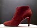 レア★Cristian Louboutin クリスチャンルブタン スエードレザー ブーティ ショート ブーツ 37★ 上品なボルドーが秋冬コーデにピッタリ♪