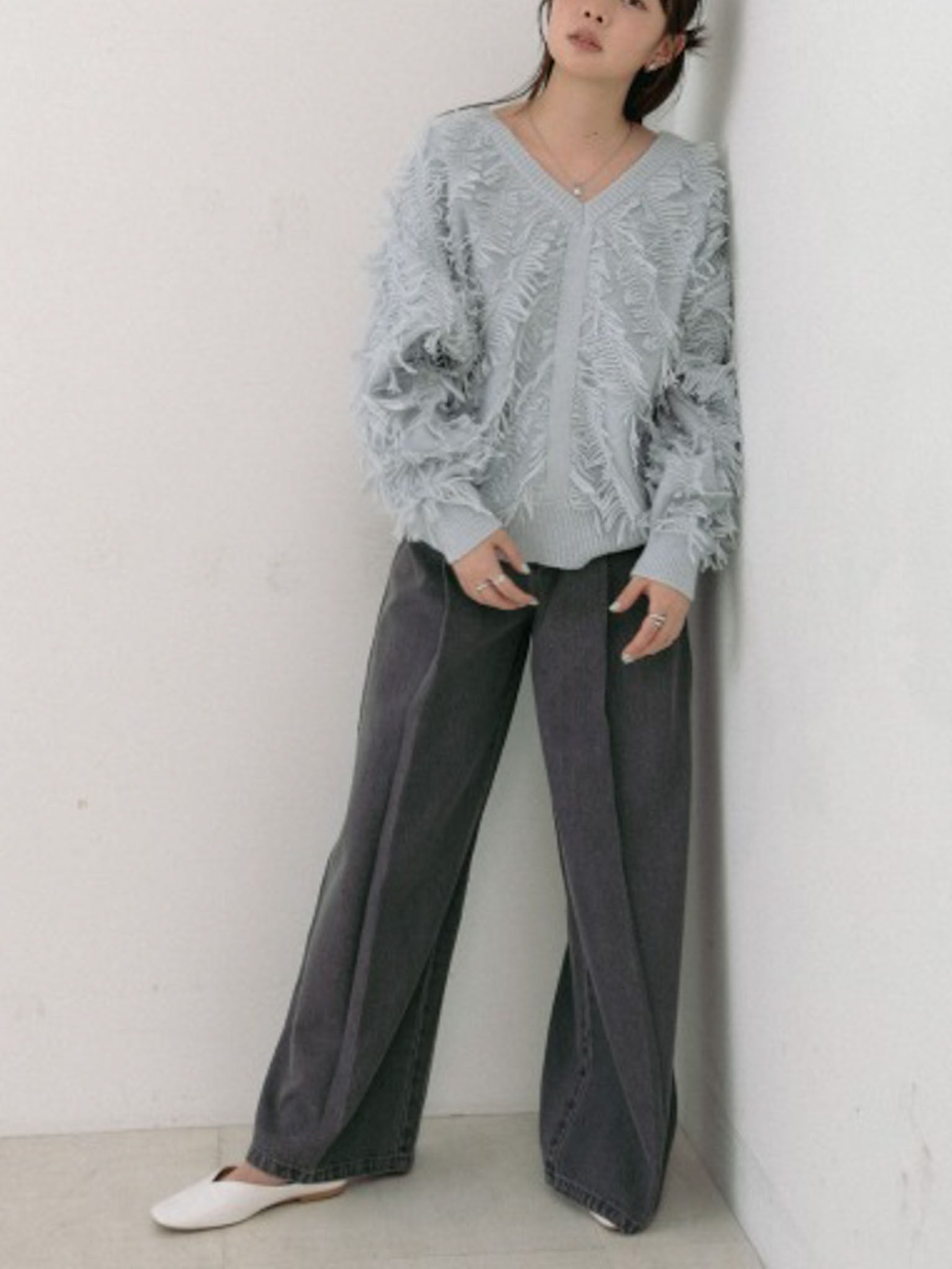 2WAY SHAGGY KNIT TOP(ﾂｰｳｪｲｼｬｷﾞｰﾆｯﾄﾄｯﾌﾟｽ）【5541102】select by Bab