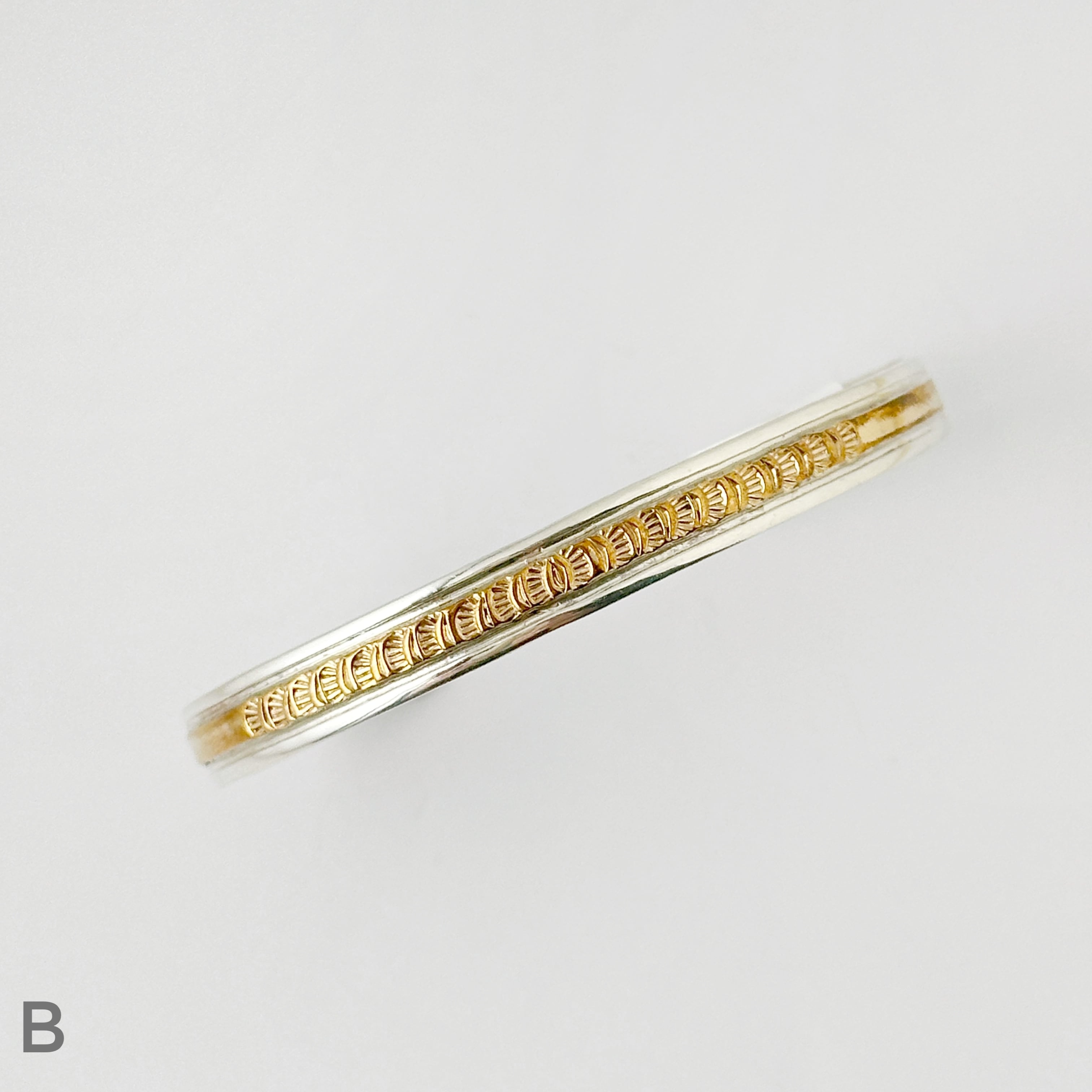 Indian Jewelry 》Silver x Gold Coating 6mm幅 コンビ スタンプワーク