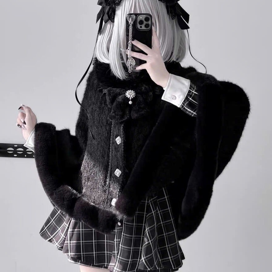 量産型 ロリィタ 冬の恋人 ふわふわ ケープコート 双子コーデ