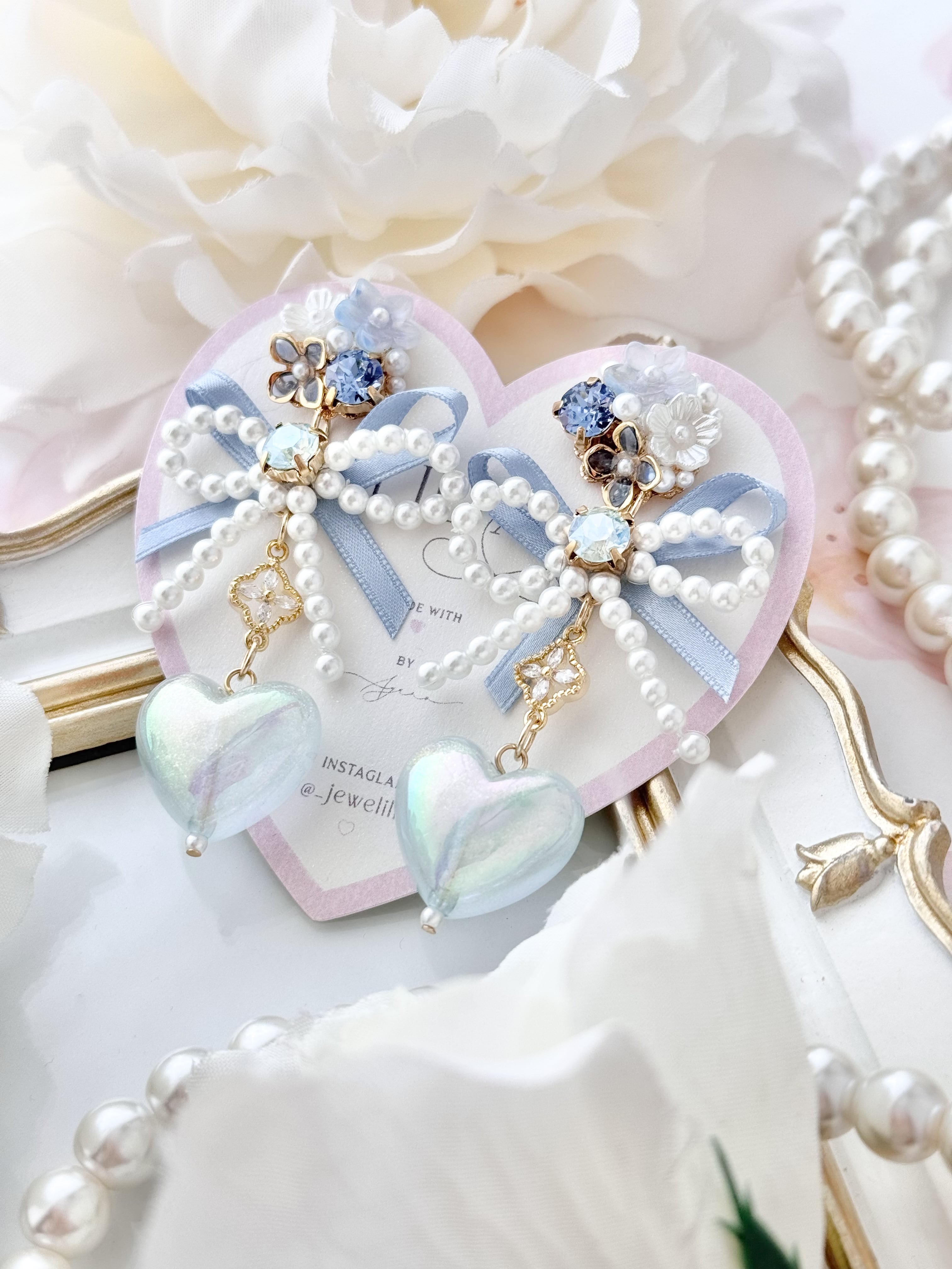 0419-04】nemophila bouquet pearl W ribbon | LILIA -jewel accessory-