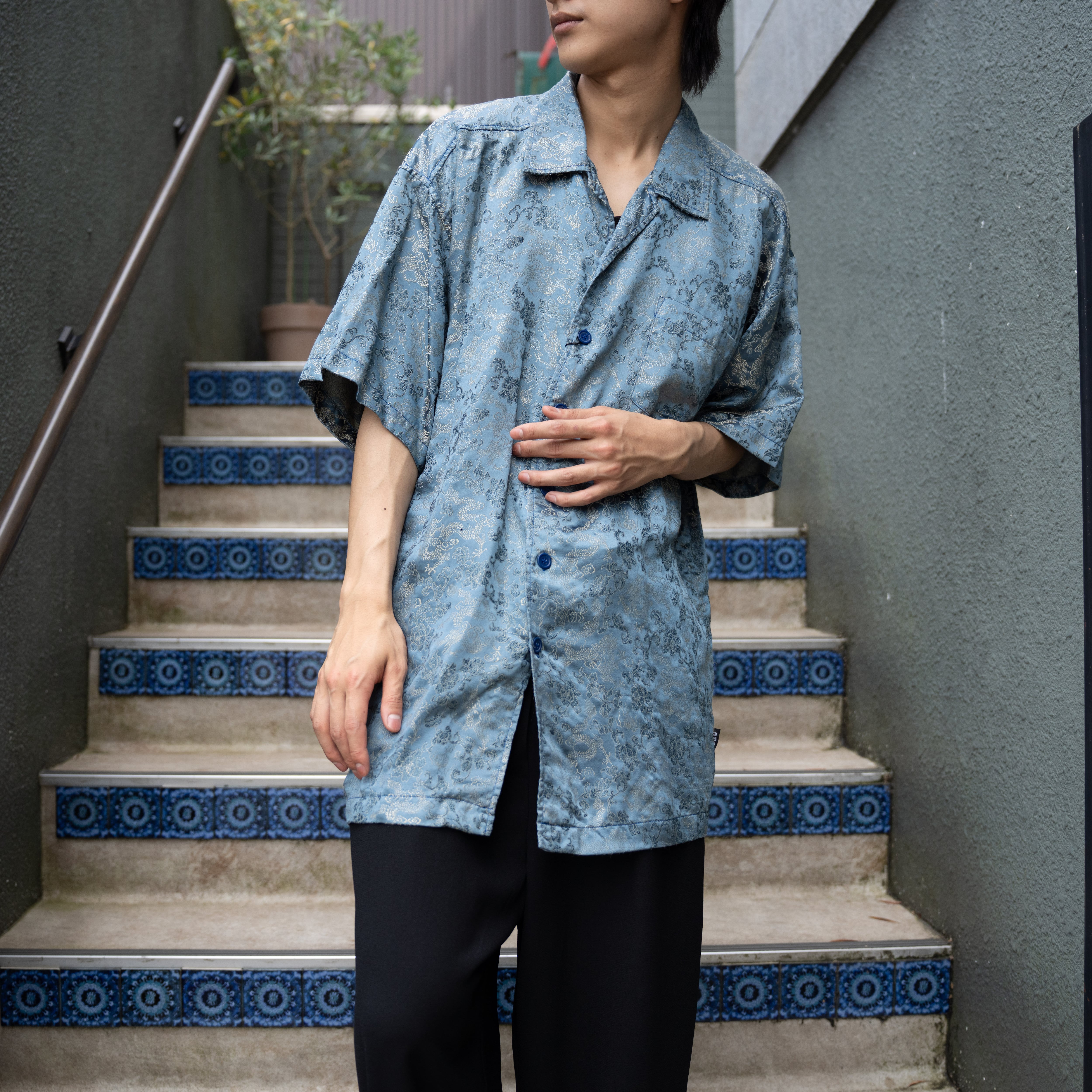 SPECIAL ITEM* USA VINTAGE ODO HALF SLEEVE EMBDOIERY JACQUARD