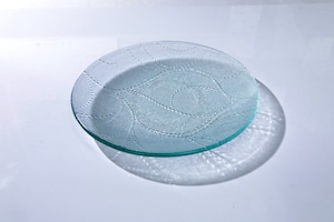 昭和型板ガラス「スウィートピー」4mm厚　円形　大（Φ180mm）