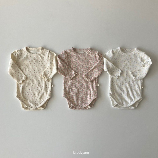 【取寄】brodyjane｜floral long-sleeve bodysuit｜フローラル長袖ボディスーツ｜one｜3-12m