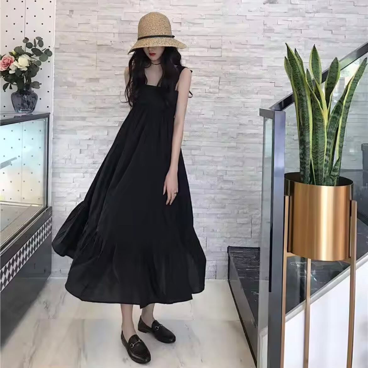 ロングフレアバックリボンサマードレス