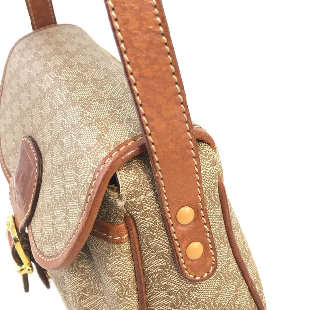 CELINE セリーヌ マカダム ブラゾン型押し PVC レザー ミニバッグ ショルダーバッグ ベージュ vintage ヴィンテージ オールド 7ujw66