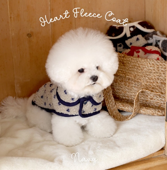 予約  【near by us】 heart fleece coat (navy)