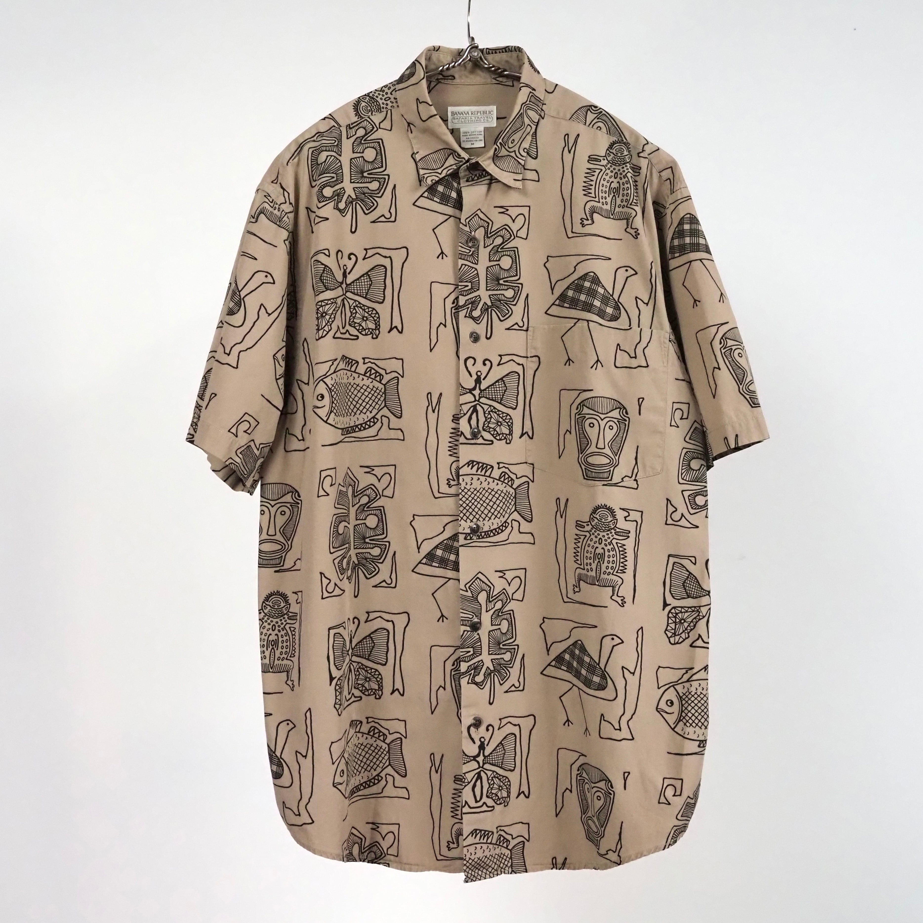 POLO RALPH LAUREN Caldwell シルク 総柄 半袖シャツ Polo by Ralph Lauren CALDWELL silk/cotton open collar S/S shirt L