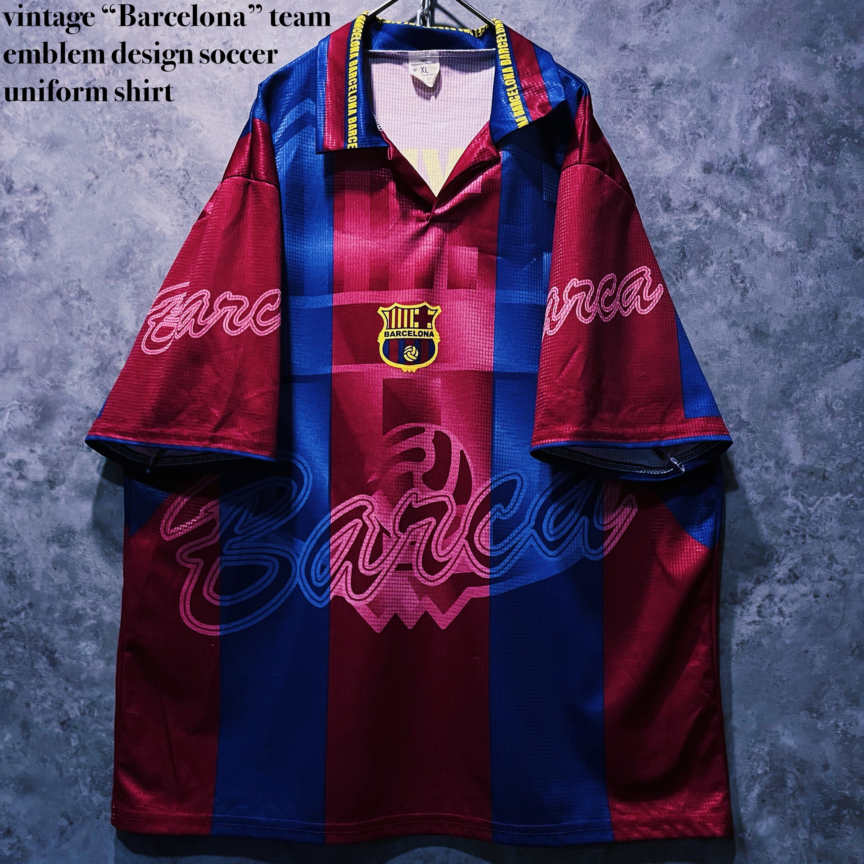 【doppio】vintage “Barcelona” team emblem design soccer uniform shirt