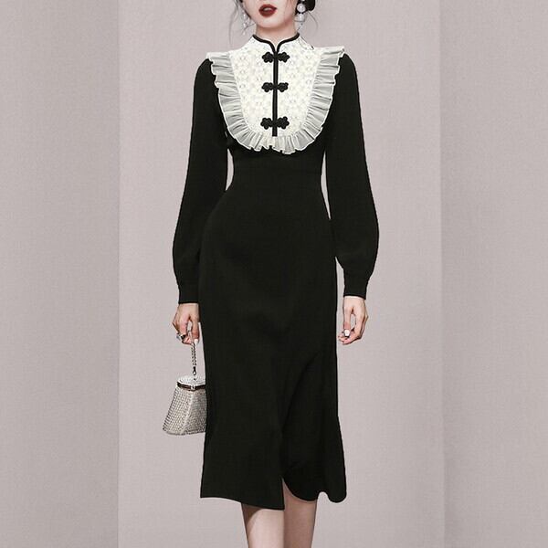 新作 21年 秋冬新作 ワンピースドレス 冬ワンピース 長袖ワンピース チャイナ風 ワンピース チャイナボタン ワンピース 異素材ワンピース ワンピース フリル バイカラー 膝丈ワンピース 膝下ワンピース マーメイドワンピース 着痩せワンピース 体型カバー ワンピース 新作 21年 秋冬新作 ワンピースドレス 冬ワンピース 長袖ワンピース チャイナ風 ワンピース チャイナボタン ワンピース 異素材ワンピース ワンピース フリル バイカラー 膝丈ワンピース 膝下ワンピース マーメイドワンピース 着痩せワンピース 体型カバー ワンピース