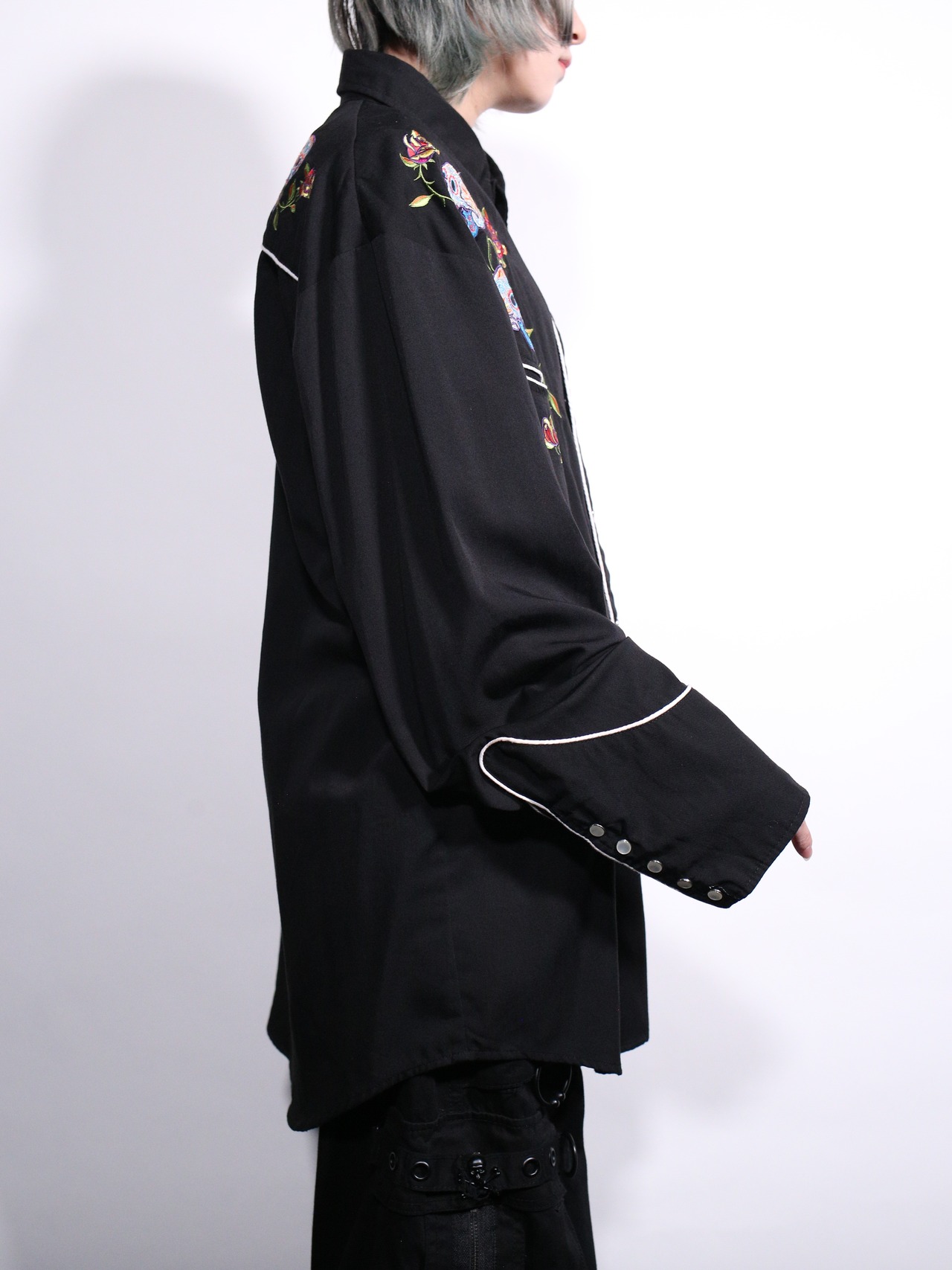 sugar skull embroidery western shirt - 5