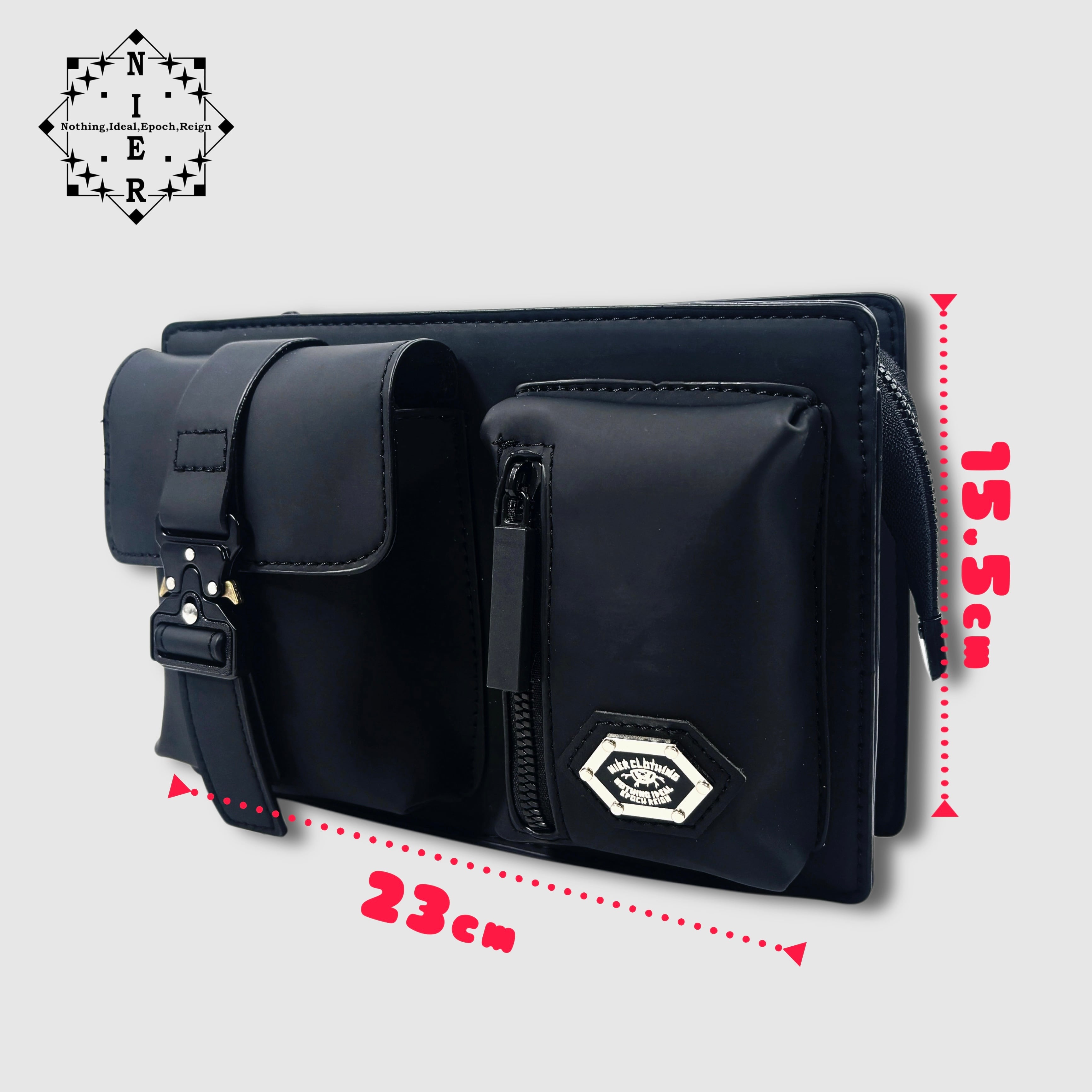 ✷新作争奪✷PRESENT SALE》PU MULTI POCKET SHOULDER BAG【BLACK