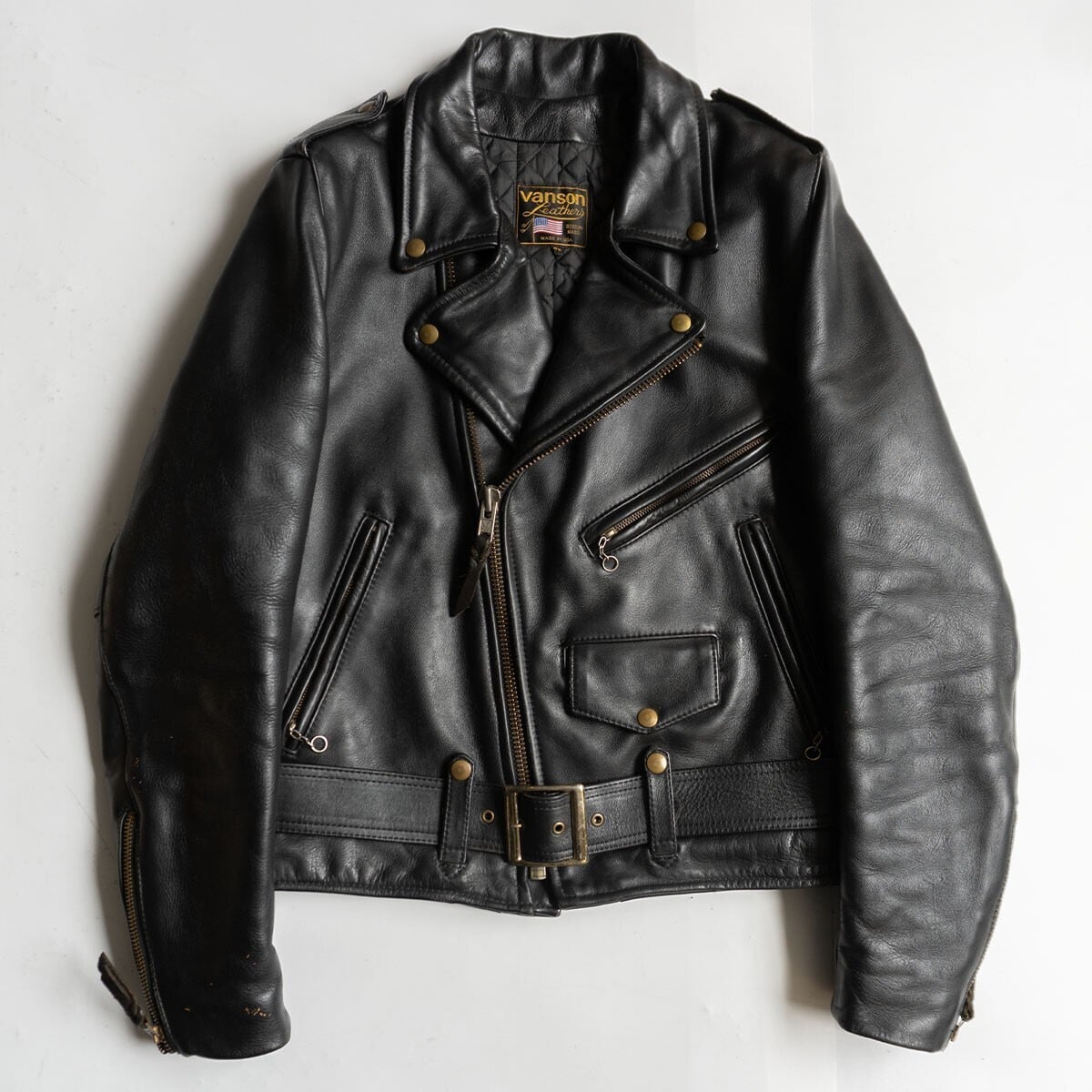 美品 vanson Denver レザープルオーバー レースアップ USA製 L VANSON プルオーバー レザージャケット デンバー ライダースジャケット