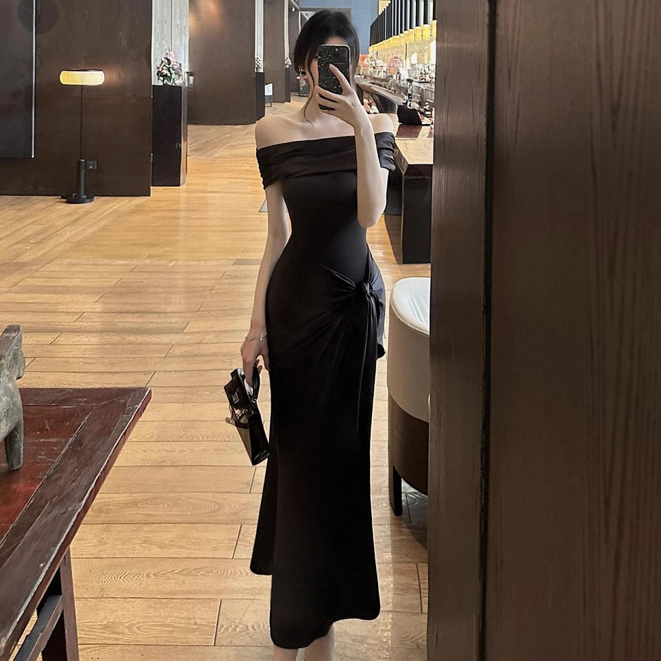 ロングドレス キャバドレス セクシー 上品 オフショルダー ギャザー
