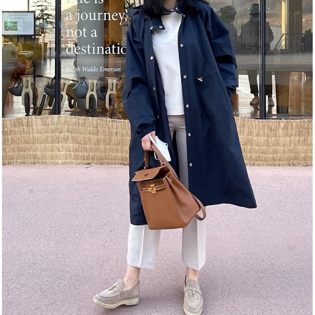 A-line  waist diaphragm trench coat