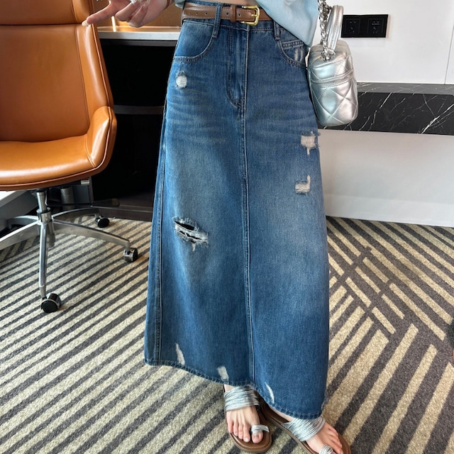 denim long skirt 10968