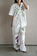lace open collar shirt blue chamomile