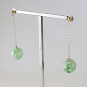 ミャンマー産翡翠 K14gf チェーン 翡翠透かし彫り ピアス A貨翡翠 jd_mm1003