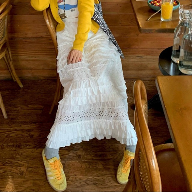 lace frill tiered skirt　J00221