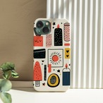 受注生産 iPhoneケース 太陽と記号のレトロ紙ものコラージュ｜シンボルモチーフ ZINE018D