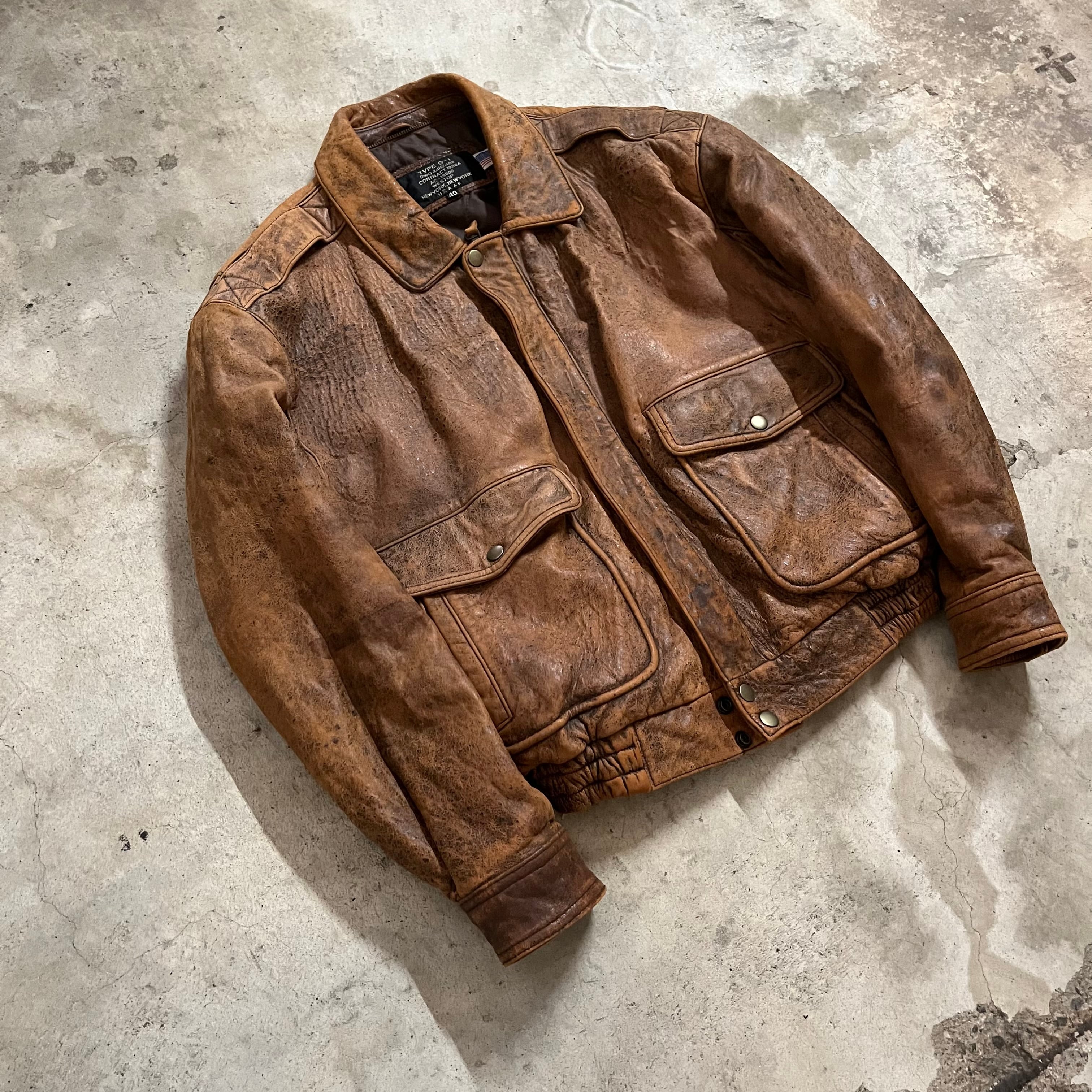 US_army〗80's made in USA G-1 short lamb leather flight jacket/80 ...