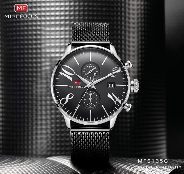 MINIFOCUS  メンズ 男性用 腕時計 時計 ストップウォッチ クロノグラフ ビジネス 欧米 海外人気 ミリタリーマルチ クォーツ MF0135G