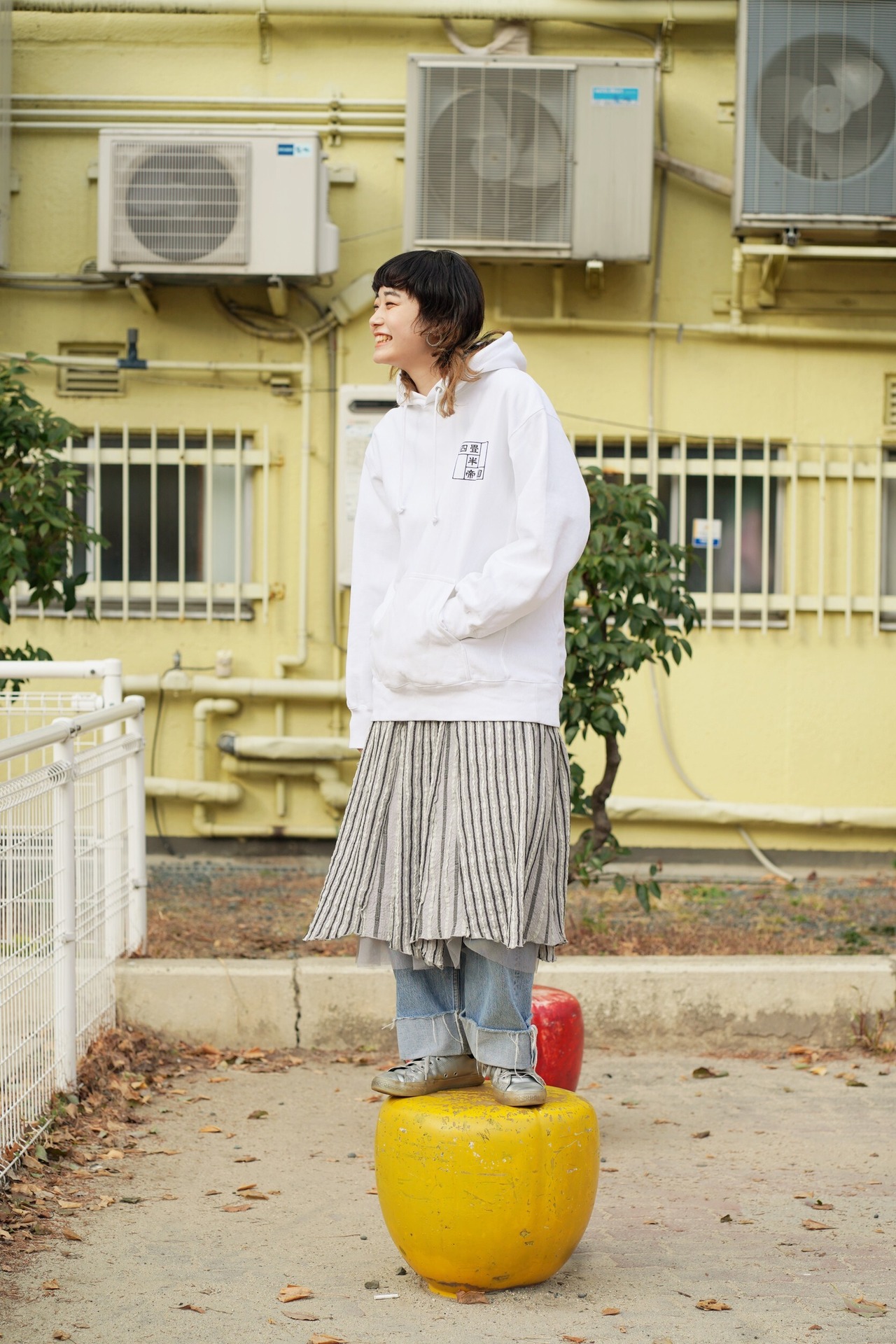 四畳半帝国Hoodie-mono　白