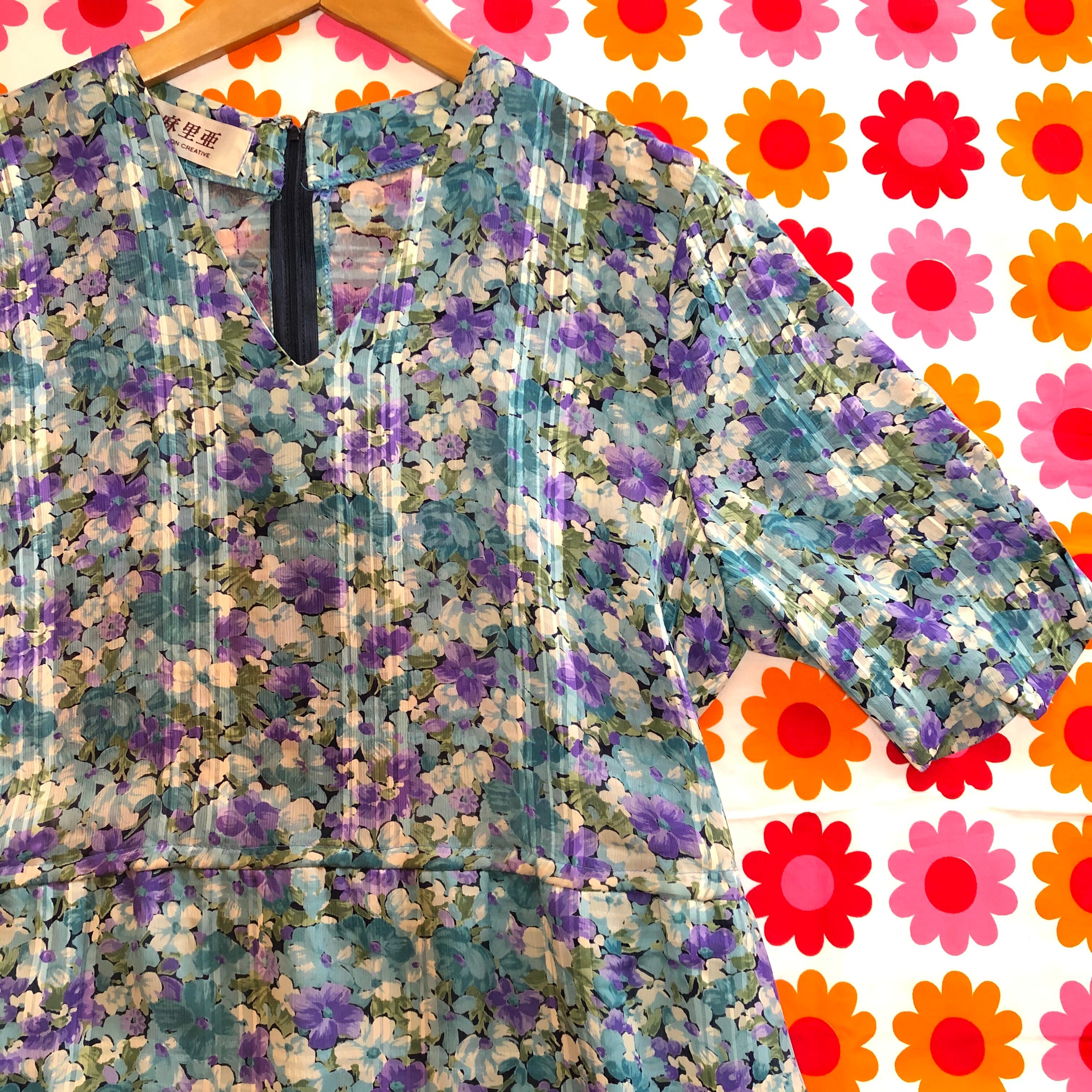 昭和レトロ ヴィンテージワンピース 80年代 お花柄ワンピース 古着屋プチコション