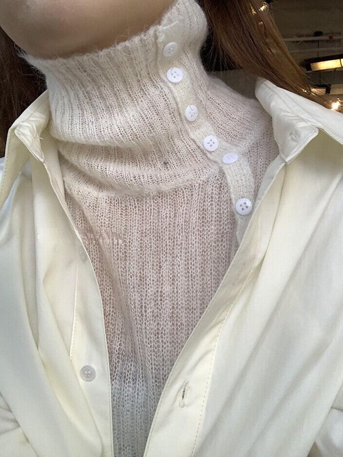 Button high neck knit（ボタンハイネックニット）b-668