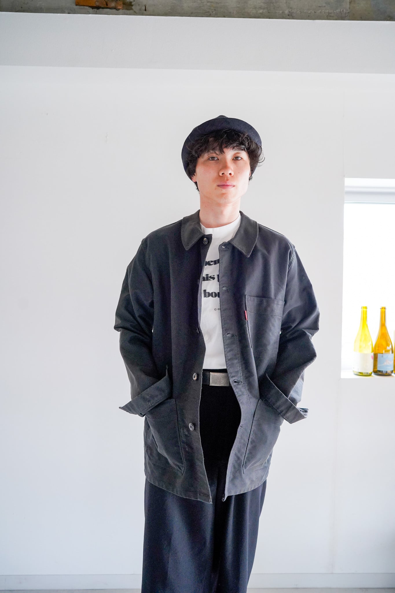 【1970s】"Adolphe Lafont"French Work Black Moleskin JKT / 6-54