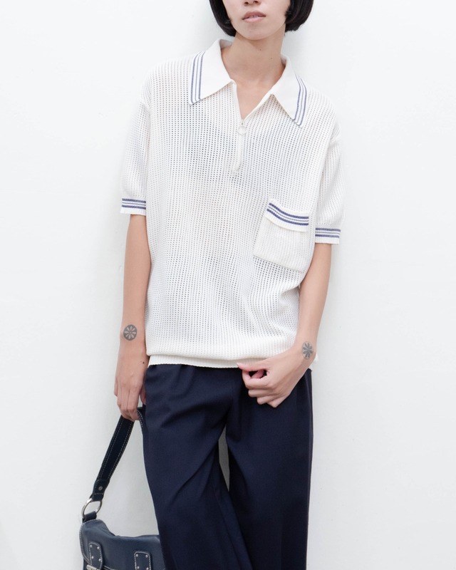 1970-80s half-zip mesh knit polo