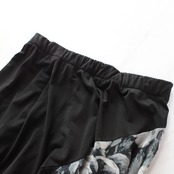 【美品 社交ダンス衣装】スカート レッスンウェア 練習着 黒 白 グレー ブラック ホワイト モノトーン シック クラシカル 上品