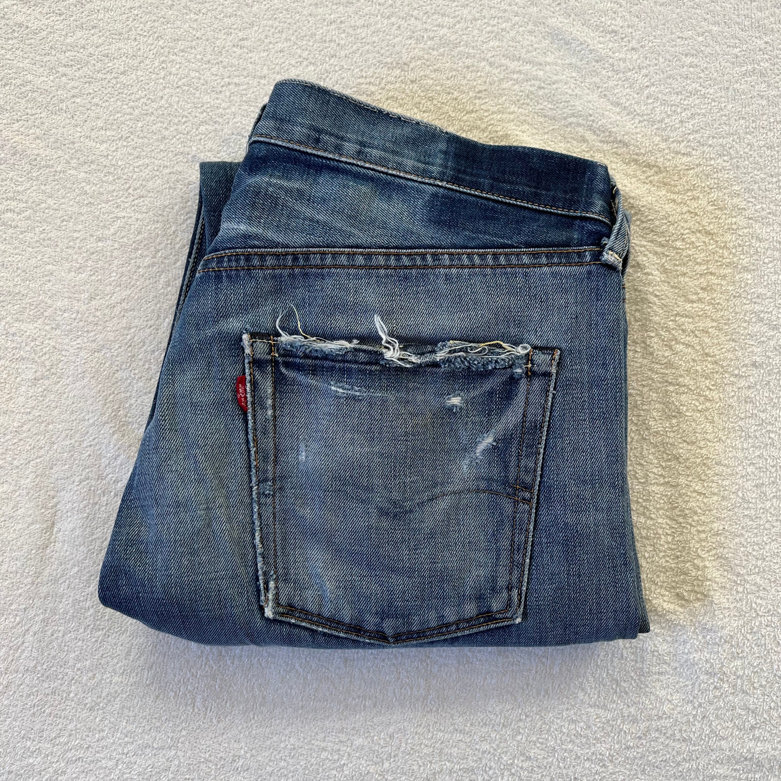 LEVI'S 501 66 モデル W36 デニム リーバイス bigE 復刻 ダメージ ...