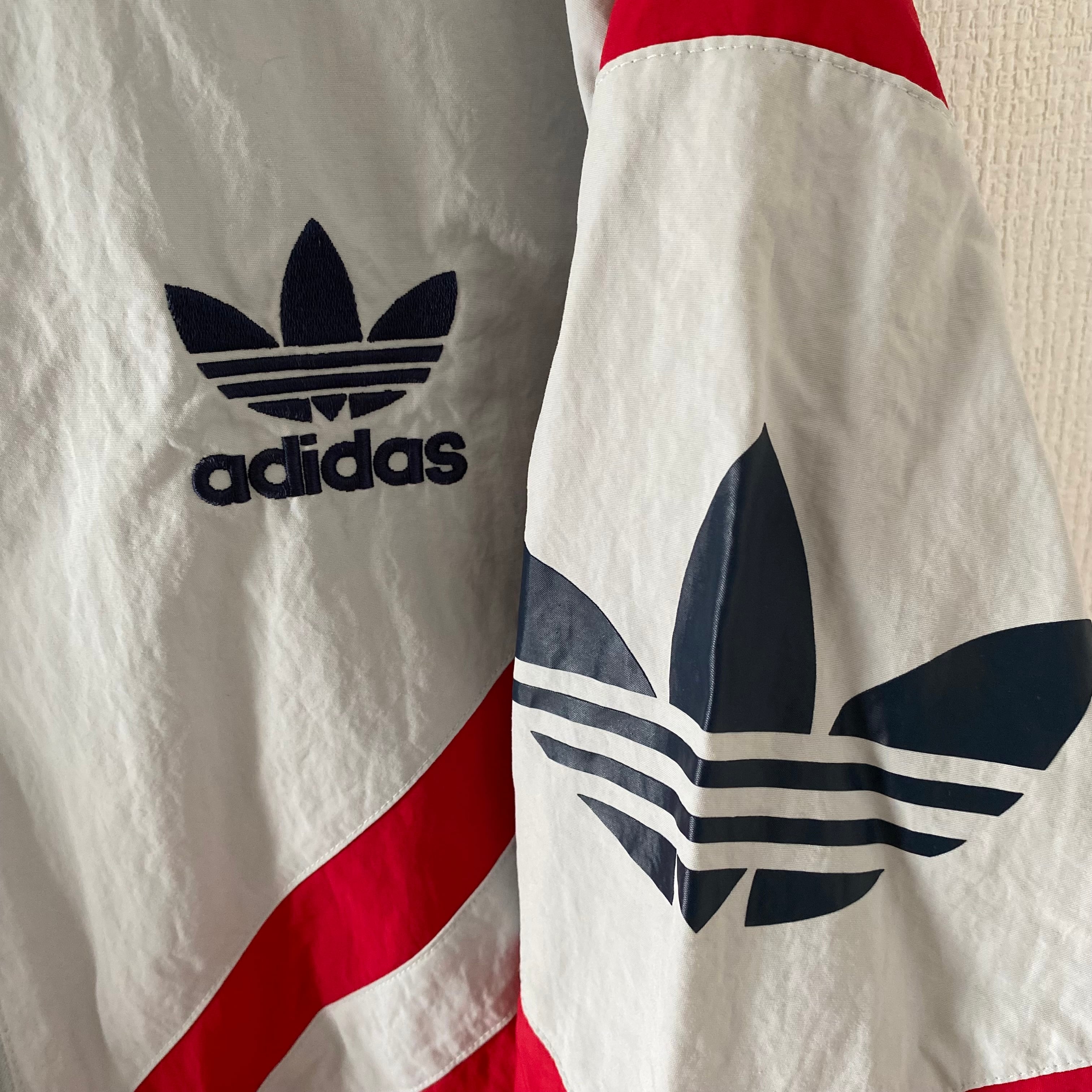 adidasアディダスナイロンジャケットメンズ長袖トリコロールグレー